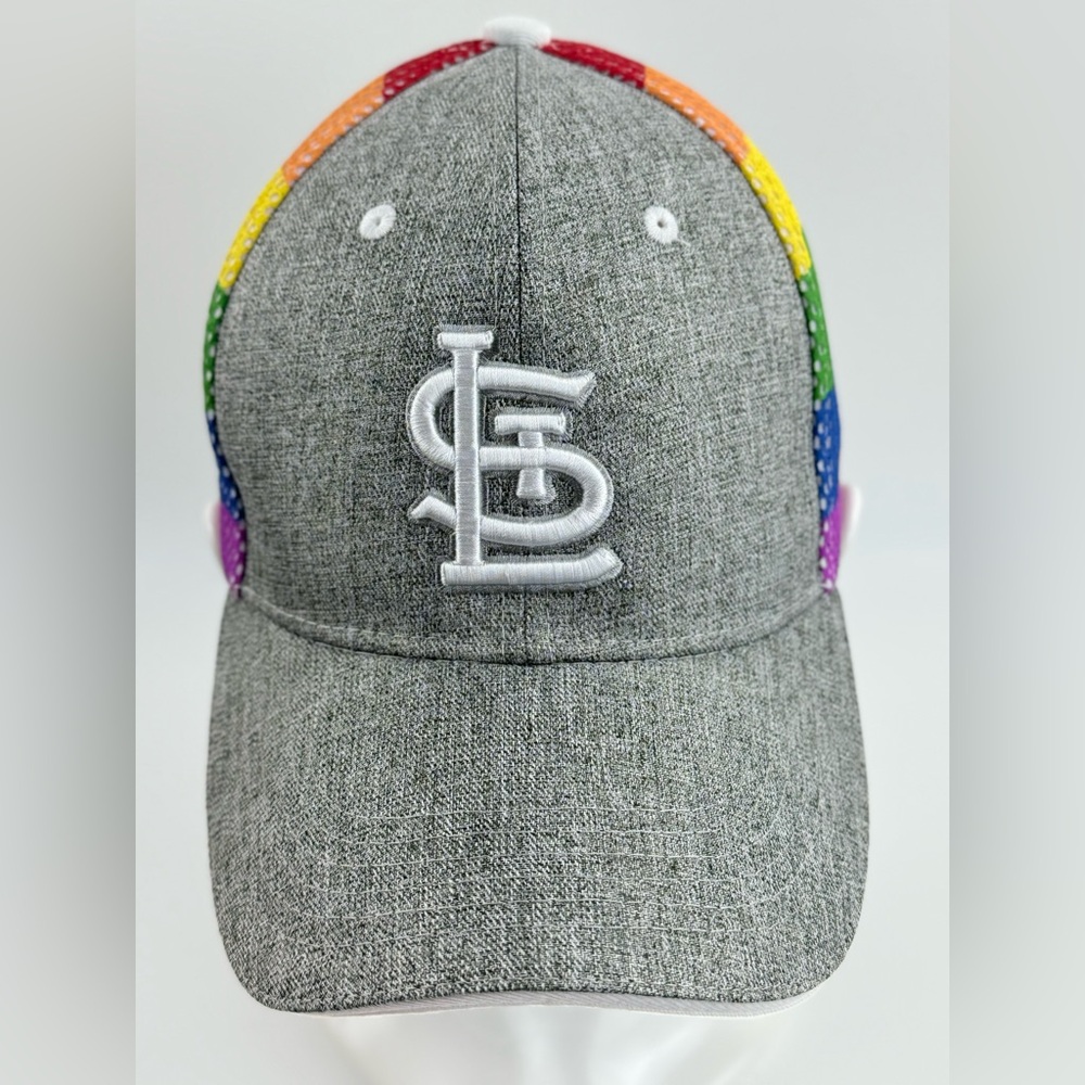 St. Louis Cardinals Gray Rainbow Mesh Back, Adjustable Vented Pride Unisex Cap